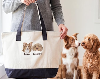 Bolso personalizado para mascotas, bolso náutico personalizado, bolso bordado con retrato de perro, regalo para mamás perrunas, regalo para el Día de la Madre