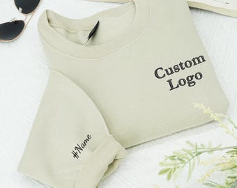 Sudadera de cuello redondo con logotipo bordado personalizado: ropa de trabajo personalizada