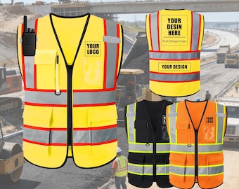 Custom Safety Vest, High Visibility Reflective Work Vest with Logo