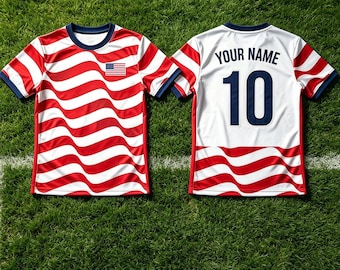 Custom USA soccer jersey personalized crest name and number for fans