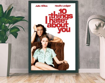映画『10 Things I Hate About You』ポスター、ファンタジーゲームプリント、ゲーム愛好家へのギフト、ホームデコレーション、ウォールアート、ミニマリストアート
