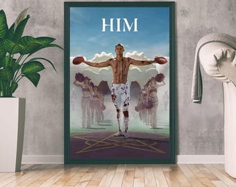 HIM 映画ポスター、ファンタジー映画プリント、映画愛好家へのギフト、ホームデコレーション、ウォールアート、ミニマリストアート