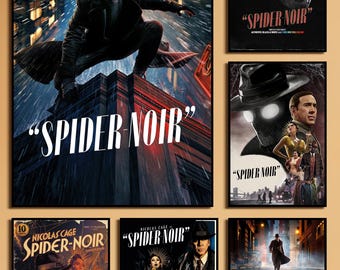 スパイダーノワール映画ポスター、ファンタジー映画プリント、映画好きへのギフト、ホームデコレーション、ウォールアート、ミニマリストアート