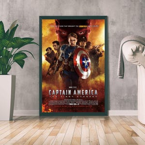 Poster del film Captain America, stampa di film fantasy, regalo per gli amanti del cinema, arredamento per la casa, arte murale, arte minimalista immagine 1