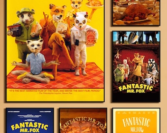 Póster de la película Fantastic Mr. Fox, lámina de película de fantasía, regalo para cinéfilos, decoración del hogar, arte mural, arte minimalista