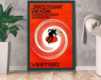 Vertigo Movie Poster, Fantasy Movie Print, Film Lover Gift, Home Decor, Wall Art, Minimalist Art