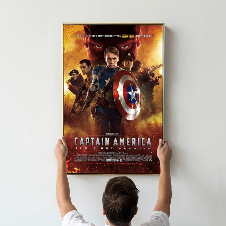 Poster del film Captain America, stampa di film fantasy, regalo per gli amanti del cinema, arredamento per la casa, arte murale, arte minimalista immagine 2