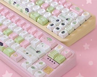 Apple Cat Keycap Set | MOA Profile, PBT Heat-Sublimated