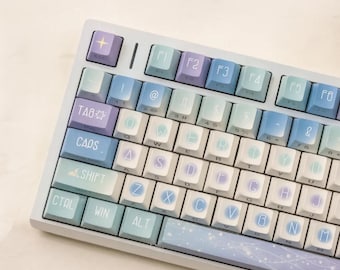 Juego de teclas con iluminación lateral Starlight, perfil Cherry, 131 teclas PBT de sublimación de tinta, teclas para teclado mecánico con retroiluminación impresa lateralmente