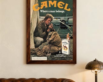 Camel Ad (Man Belongs) Poster ，Canvas Posters,wall art,Home decor, holiday gifts. Film Enthusiasts