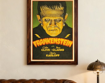 Frankenstein Movie Poster，Canvas Posters,wall art,Home decor, holiday gifts. Film Enthusiasts