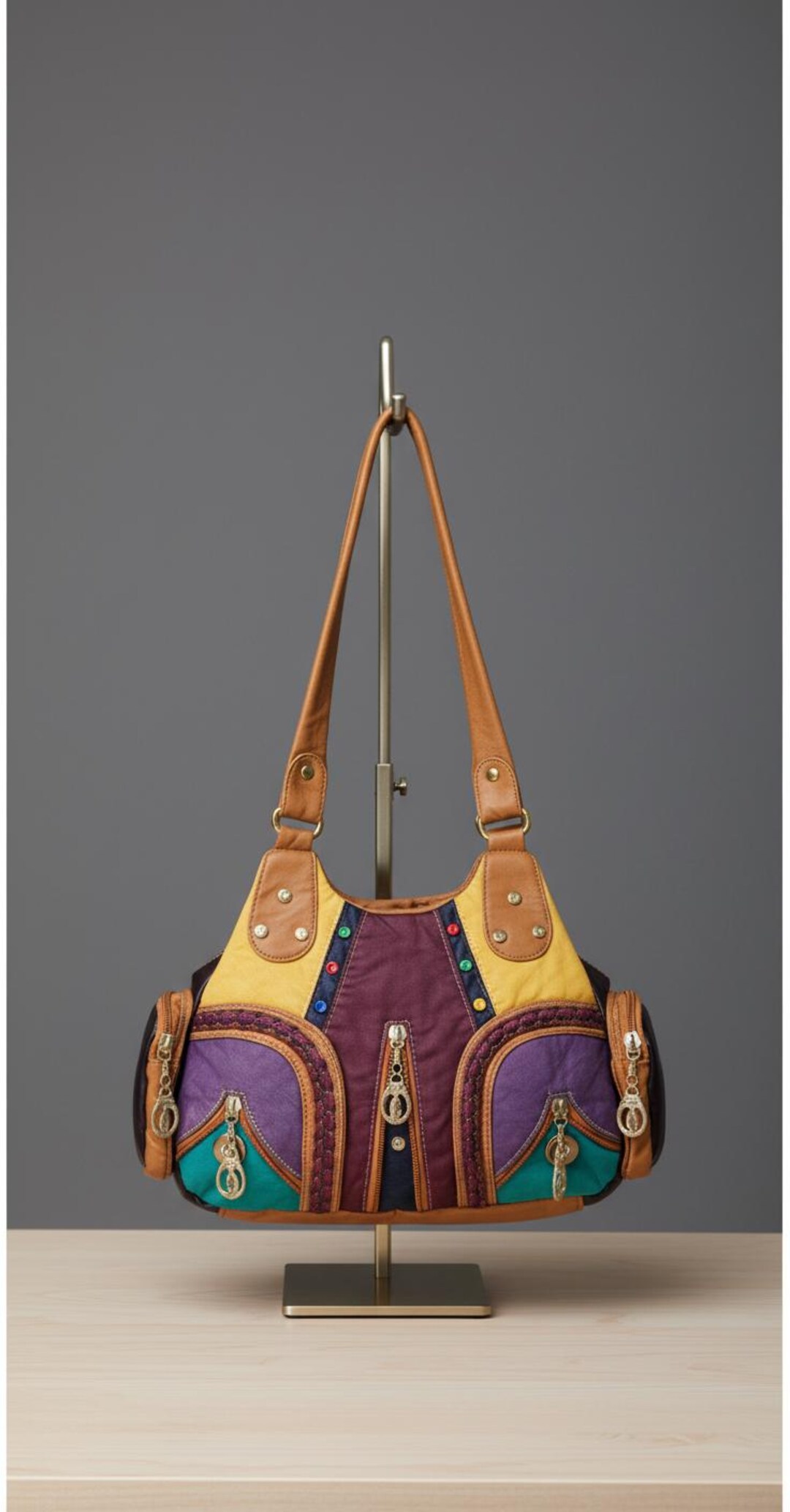 Vintage Leather Hobo Bag | Patchwork Crossbody Purse Clown - Etsy