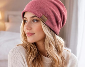 Soft Cotton Slouchy Beanie, Chemo Hat, Cancer Headwear, Sleep Cap, Turban Headwrap