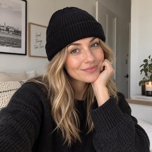 Fischermütze, gerippte Strickmütze für Damen und Herren, kurze Wintermütze mit umgeschlagenem Umschlag, warme Streetwear-Mütze, Geschenkidee