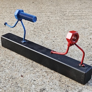 Hand-Welded Steel Nut Bolt Sculpture – Desk Art, Welder Mechanic Gift