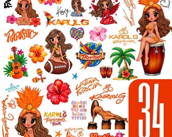 Karol G PNG Designs Bundle, Tropicoqueta New Album PNG, Karol G Tour
