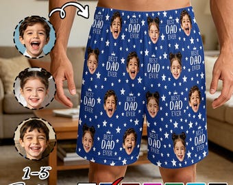 Personalized Photo Pajamas,Custom Fathers Day Mens Lounge Shorts,Photo Gift for Dad