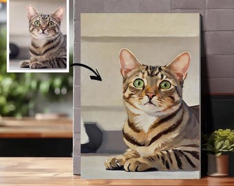 Personalized Painting From Photo,Custom Paint By Number Kit,Pet Painting Cat Portrait,Pet Lover Gifts