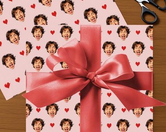 Valentine's Day Custom Face Wrapping Paper,Personalized Anniversary Wrapping Paper,Valentines Gift for Husband