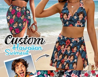 Custom Face Swimsuit,Personalized Swimwear Photo Bikinis for Women,Custom Husband’s Face Beach Cover Up