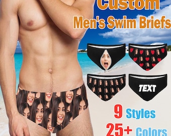 Custom Face Swimsuit For Men,Personalized Mens Swim Briefs,Customized Face Mens Swim Shorts,Gifts for Boyfriend