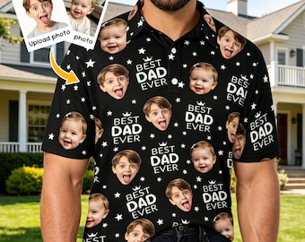 Custom Photo Polo Shirt,Personalized Dad Shirt,Gifts for Grandad