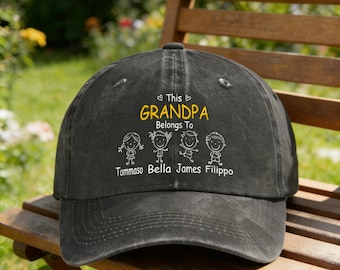 Personalised This Grandpa Belongs To Hat,Custom Grandkids Name Baseball Cap,Grandpa Gift from Grandchildren,Gifts for Men
