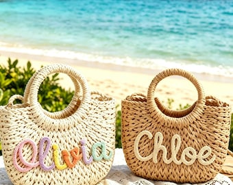 Custom Beach Bag Handmade Purse,Personalized Straw Bag for Women,Bachelorette Gift,Mothers Day Gift