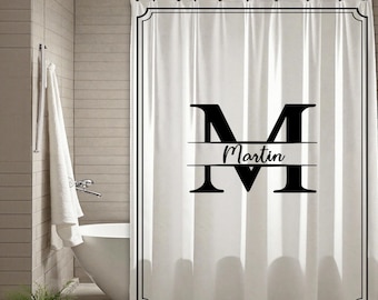 Personalized Monogram Shower Curtain,Custom Curtains With Your Name,Customazied Initial Bathroom Decor
