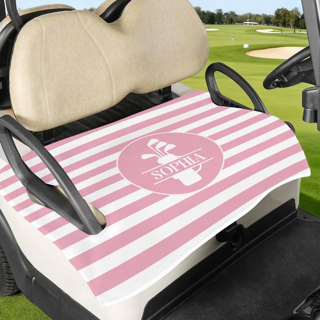 Personalized Striped Print Golf Cart Seat Cover,Custom Golf Accessories,Unique Golf Gifts for Her - Style3, Slate Gray
