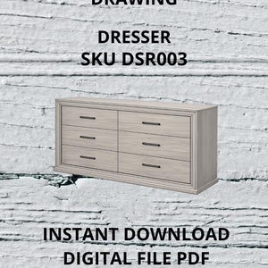 ドレッサー家具の技術図面 | 木製チェストの設計図 コード DSR 003