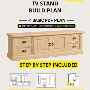 Grand Entertainment Console Plans | Complete Technical Drawing Package with Detailed Step-by-Step Assembly Guide