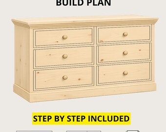 Modern Buffet Cabinet Blueprint PDF | Technical Drawing + Assembly Guide | BC003