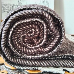 100% Wool Herringbone Throw Blanket, Taupe Brown Rustic Sofa Accent image 20