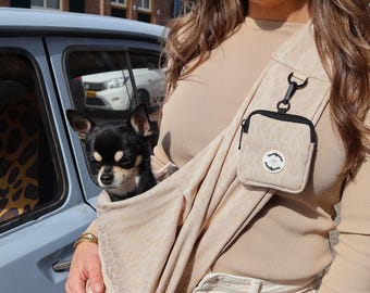 Honden draagtas - draagzak - kleine hondjes - zomer - jacquard - crème