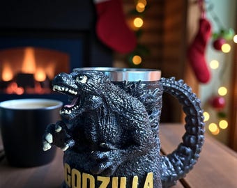 Taza 3D inspirada en Kaiju épicos / Taza de café de resina esculpida en 3D