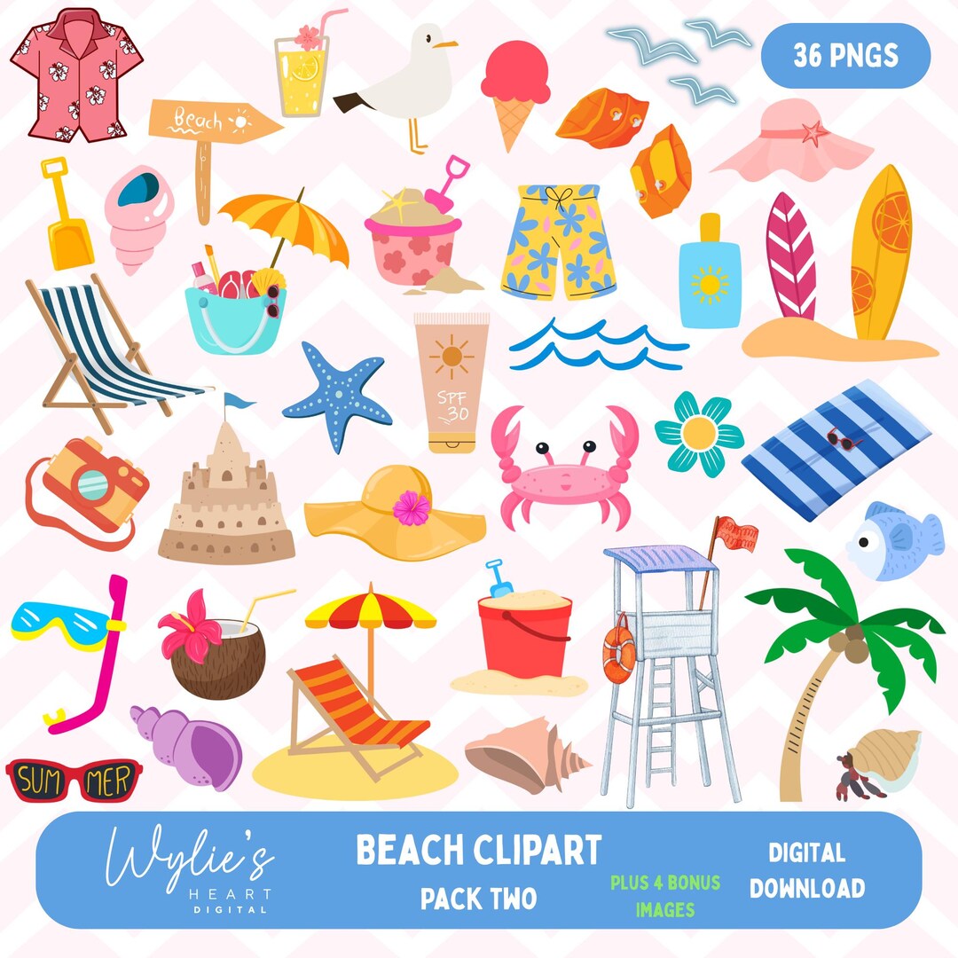 Beach Clipart Pack: 40 PNG Digital Images (digital Download) - Etsy