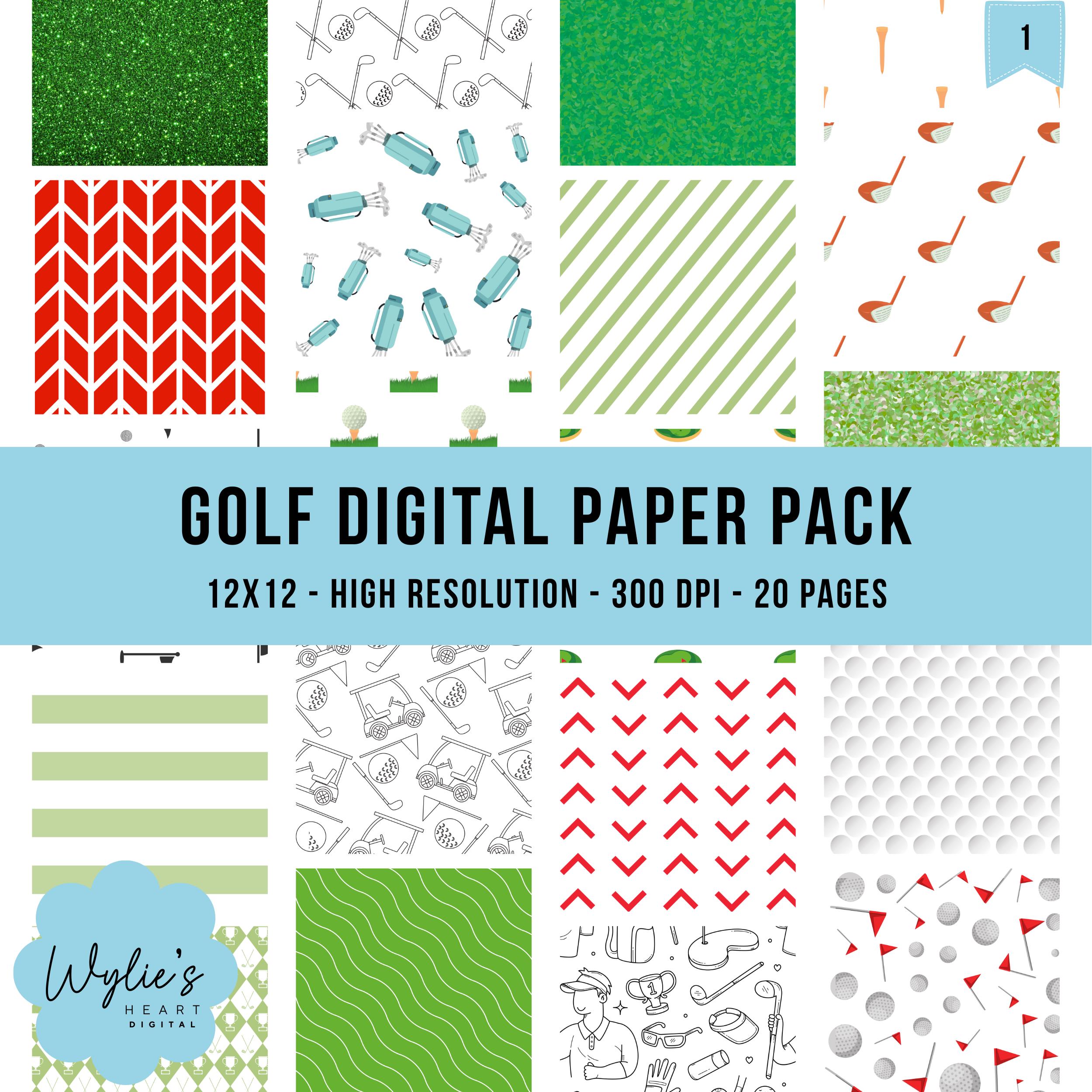 Golf Paper Frame Golf Digital Paper Pack | 20 Golf Pattern Papers | Golf Scrapbook Paper ...