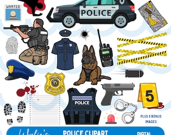 Police Digital Clipart Pack: 30 PNG Images (Digital Download)