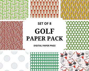 Golf Digital Paper Pack | 8 Golf Pattern Papers | Golf Scrapbook Paper | Sports Digital Backgrounds | Instant Download for Crafts