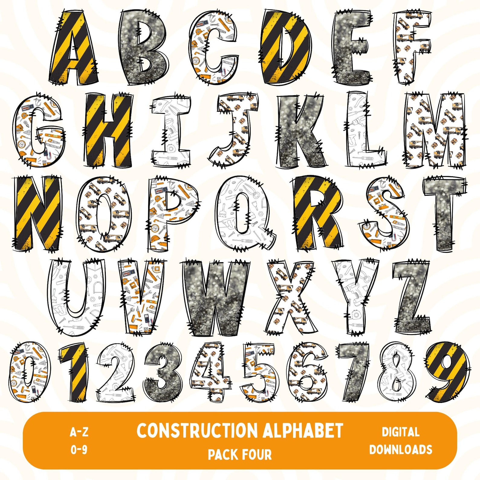Good Lettering In Construction Construction Alphabet Letters & Numbers PNG | Letter Clipart A-Z and 0 ...