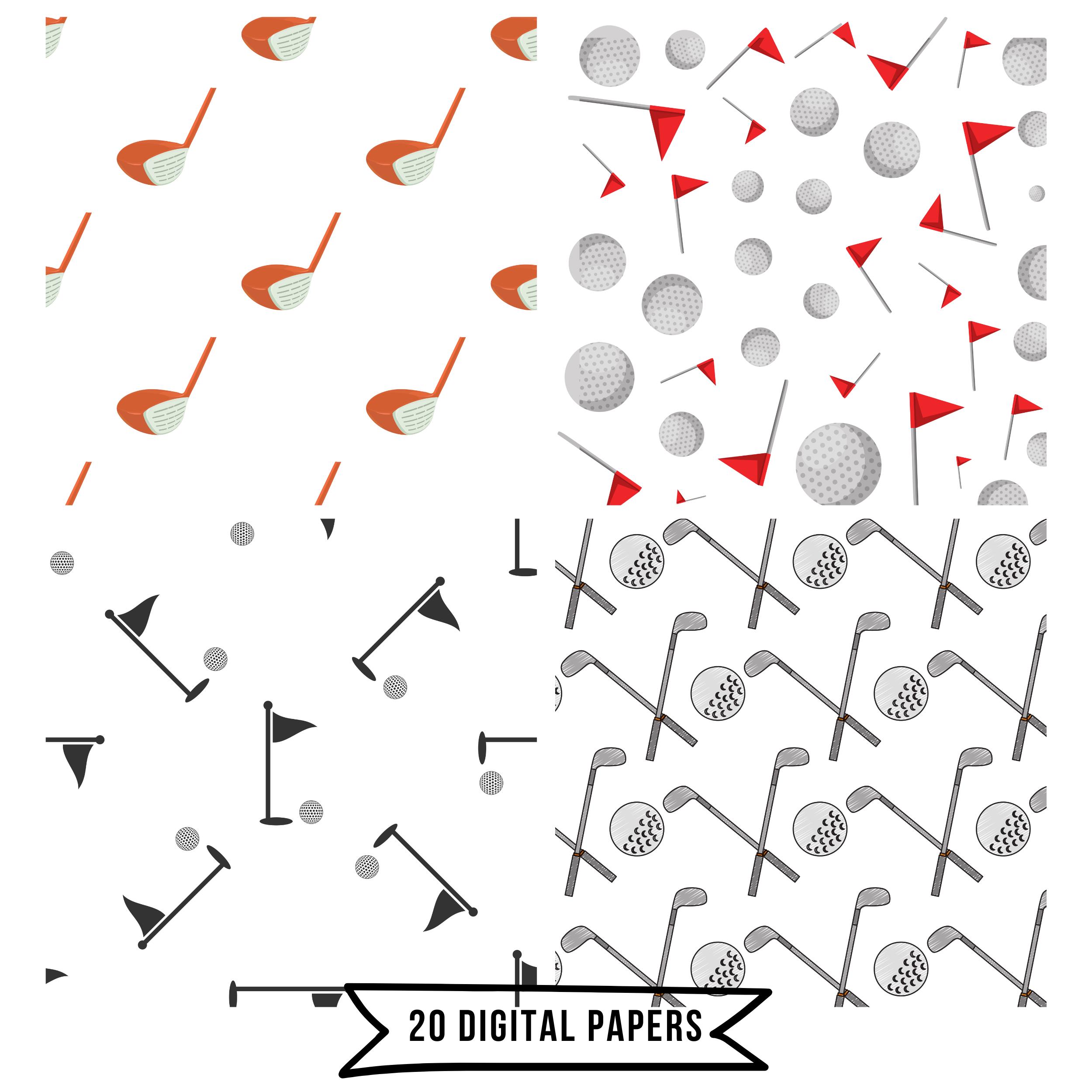 Golf Digital Paper Pack | 20 Golf Pattern Papers | Golf Scrapbook Paper ...