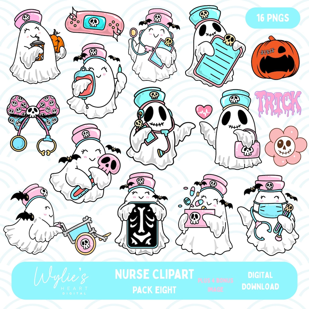 Nurse Ghost Halloween Clipart: 20 PNG Images (digital Download) - Etsy