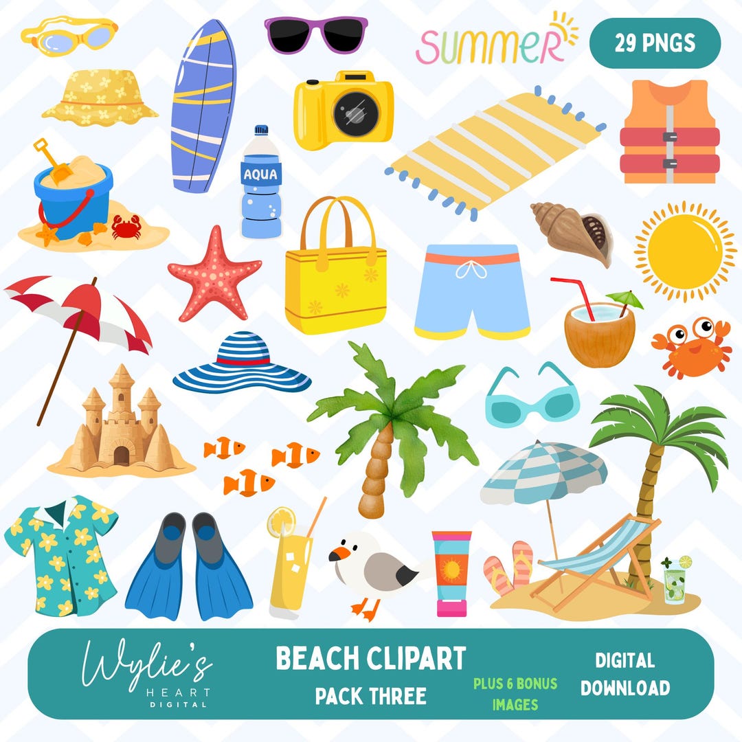 Beach Clipart Pack: 35 PNG Digital Images (digital Download) - Etsy