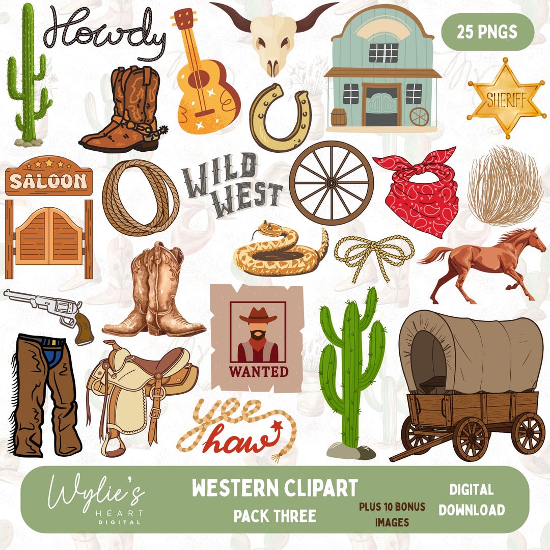 Western Graphics Raicng Western Clipart: 35 PNG Images for Digital Scrapbooking (digital ...