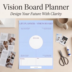 Vision Board Planner PDF – Visualize your goals & dreams | Planner imprimable FR/EN