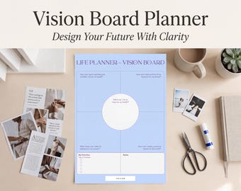 Planificador de tablero de visión en PDF: visualiza tus metas y sueños | Planificador imprimible FR/EN