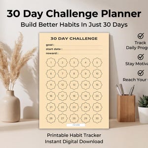 30 Day Habit Reset Planner Printable – Life Reset Challenge, Habit Tracker, Self Improvement, Daily Routine Planner PDF
