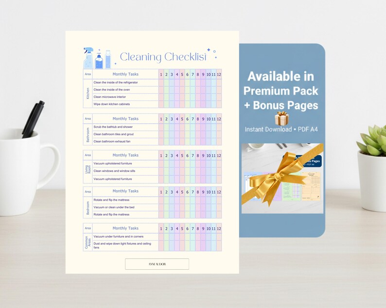 Cleaning Checklist Printable PDF | Weekly Cleaning Planner | Home ...