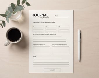 Diario de gratitud imprimible | Diario de gratitud en PDF | Página de gratitud diaria | FR EN | Planificador de autocuidado